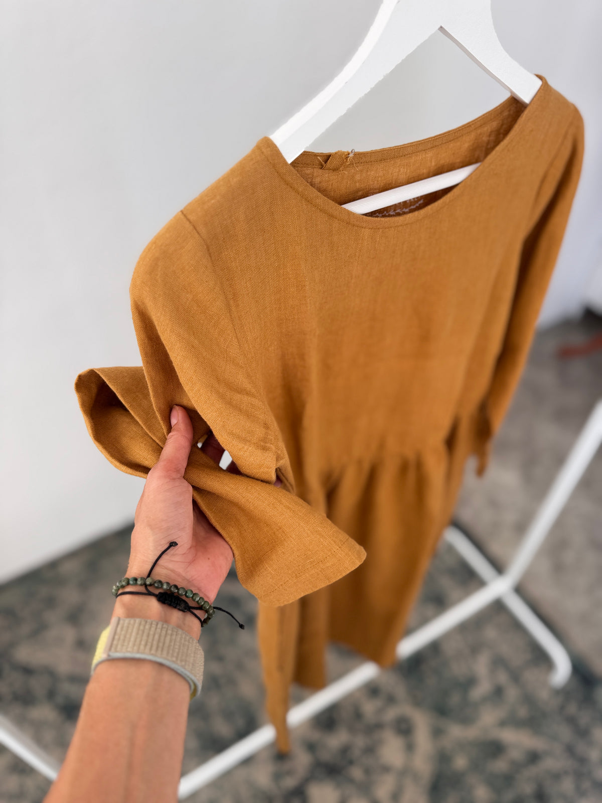 Women dress long sleeve, Ochre, S