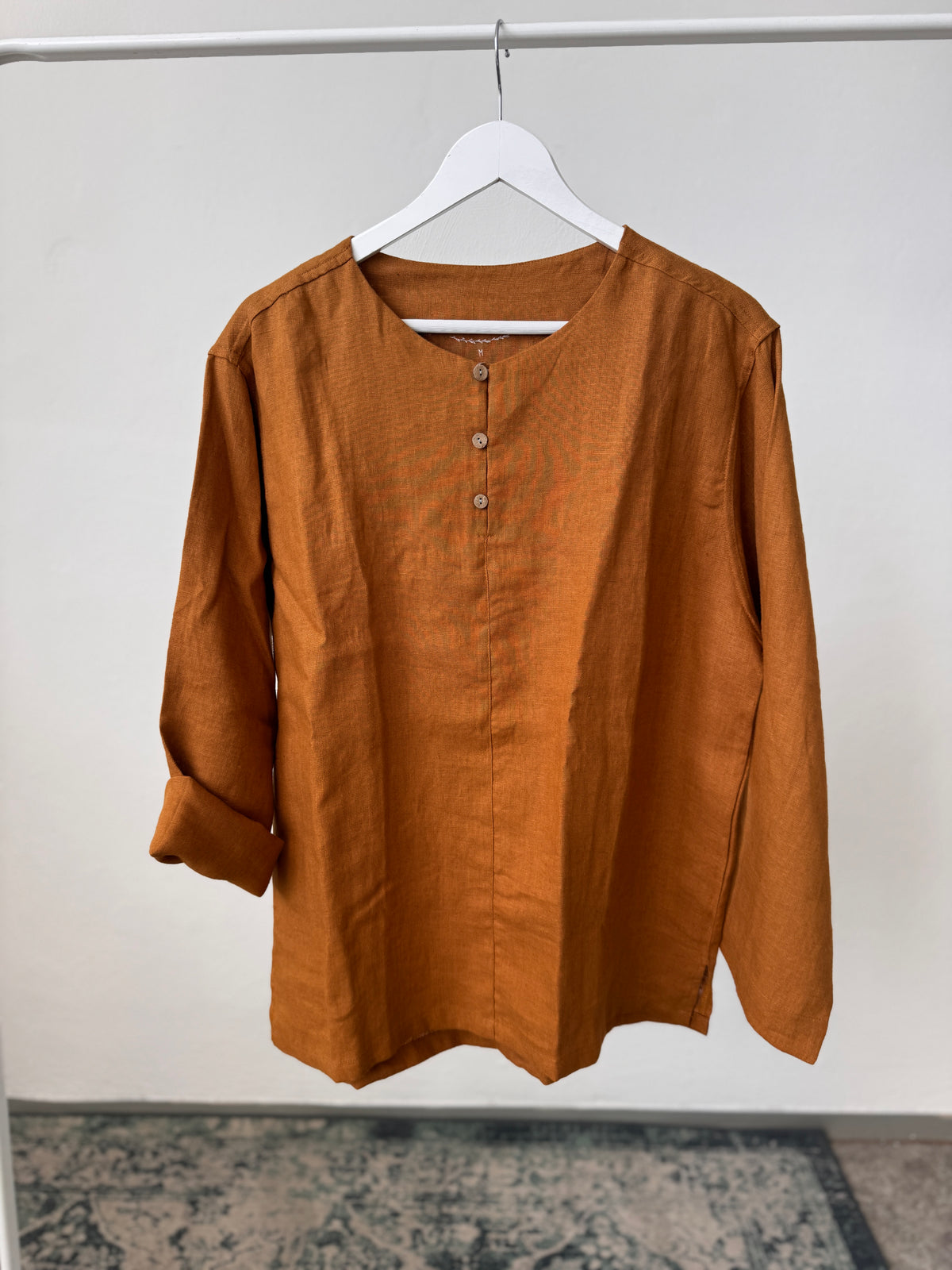 Men’s shirt with buttons, Honey ochre, M