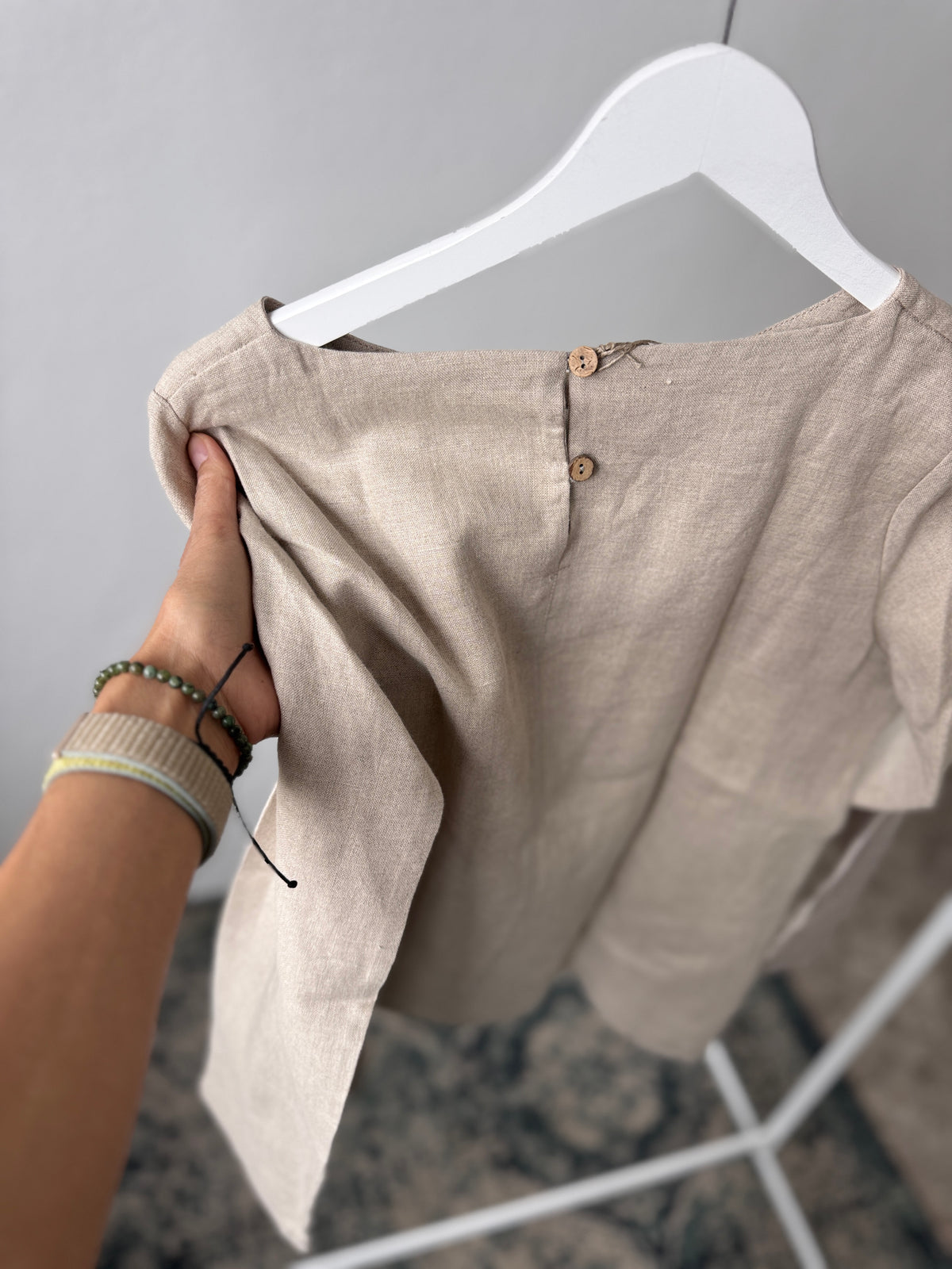 Women's top long sleeve, natural, M