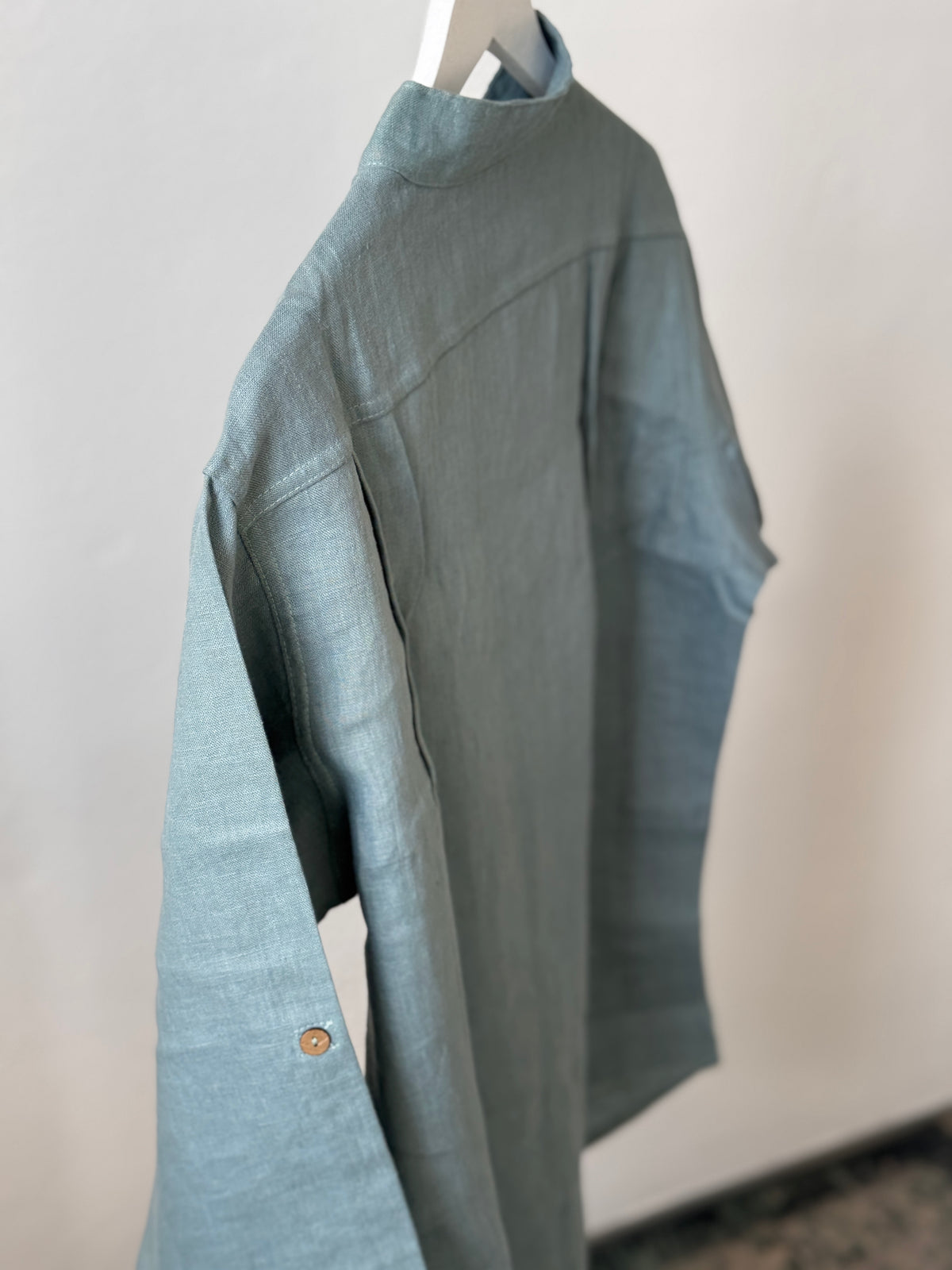 Men’s shirt with buttons, dusty aqua S-M