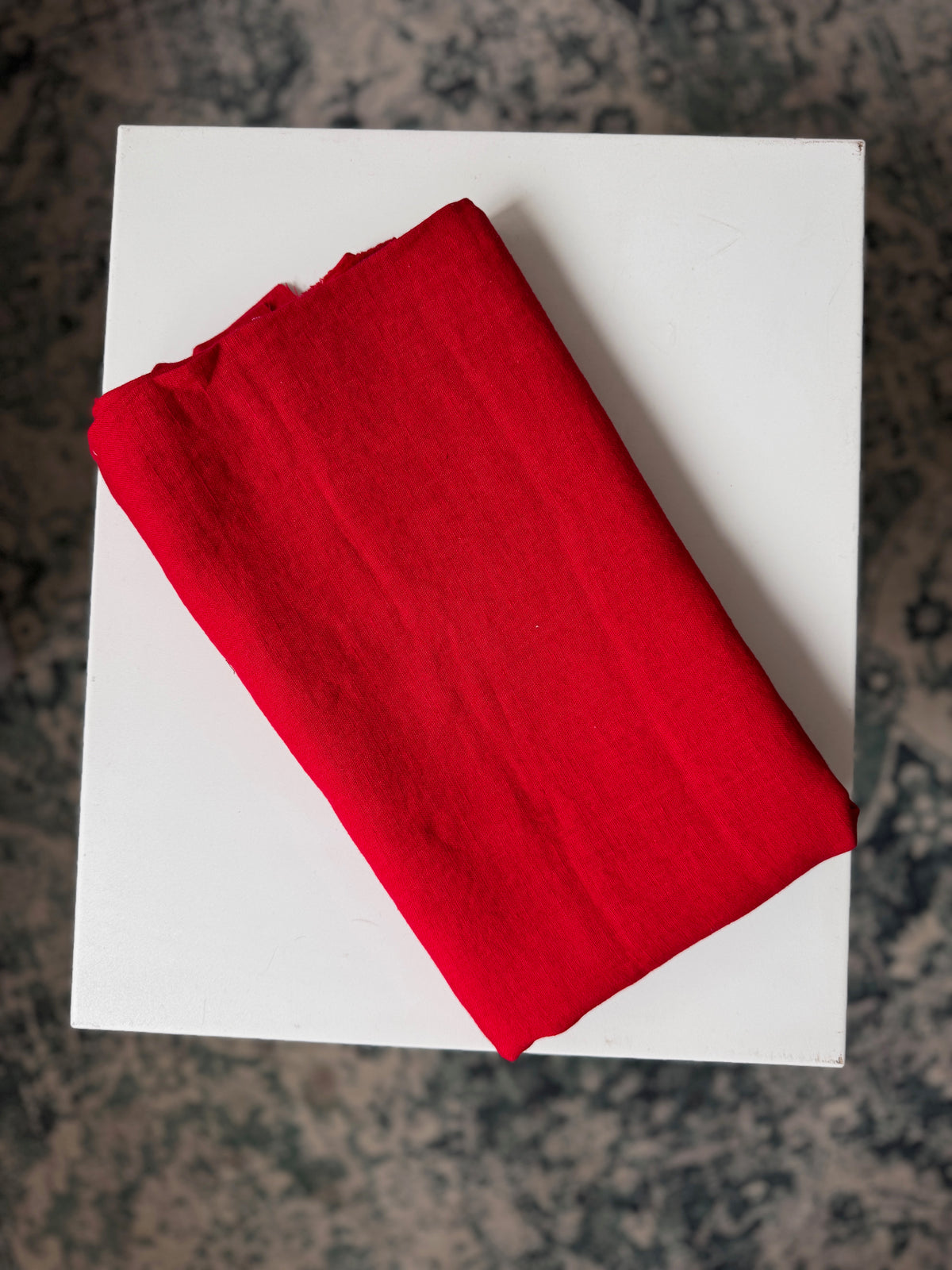100% Natural Linen Fabric – Factory Remnant / Craft Piece - RED, 150 x 140 cm