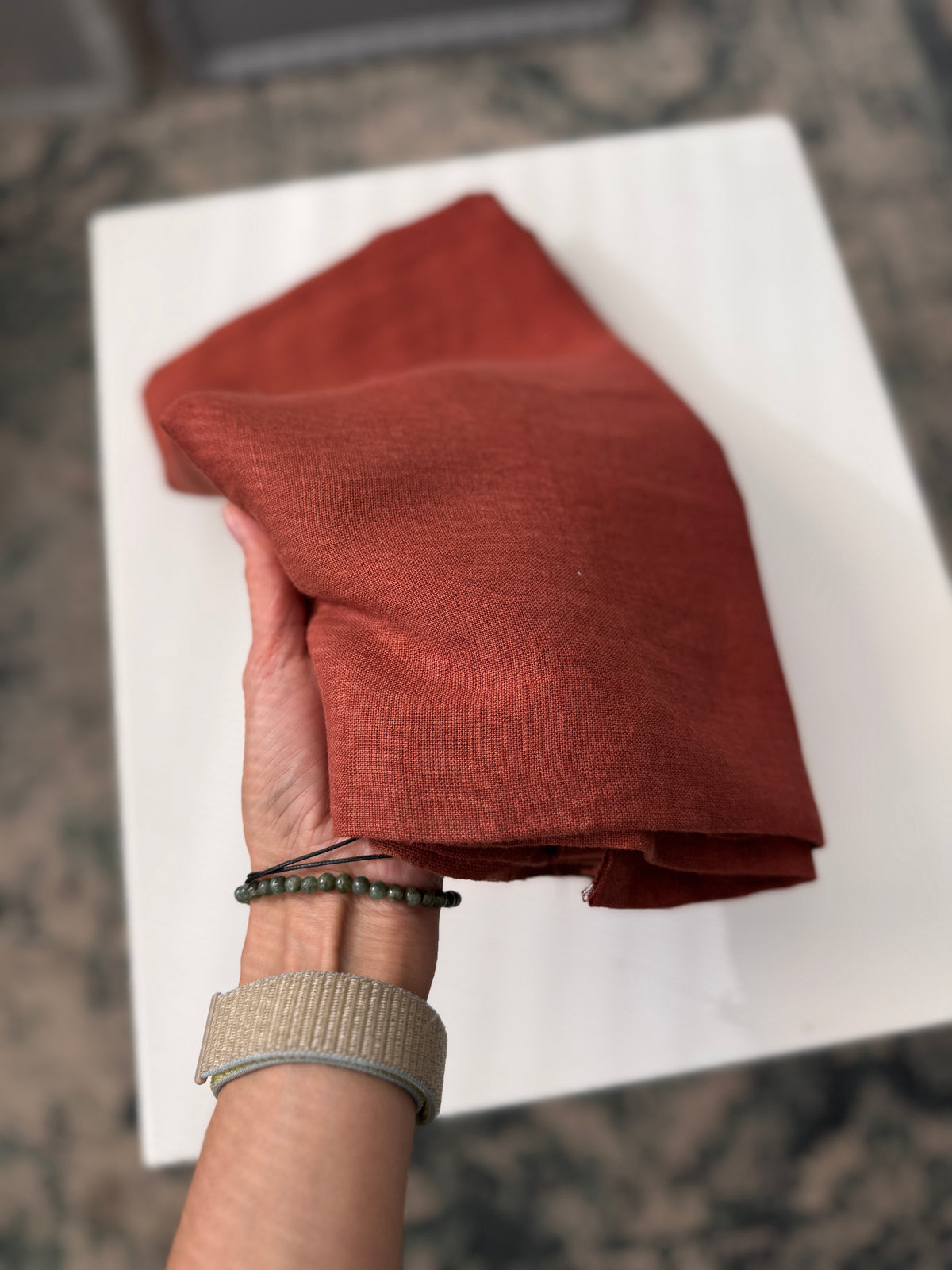100% Natural Linen Fabric – Factory Remnant / Craft Piece - CHESTNUT 100 x 140 cm