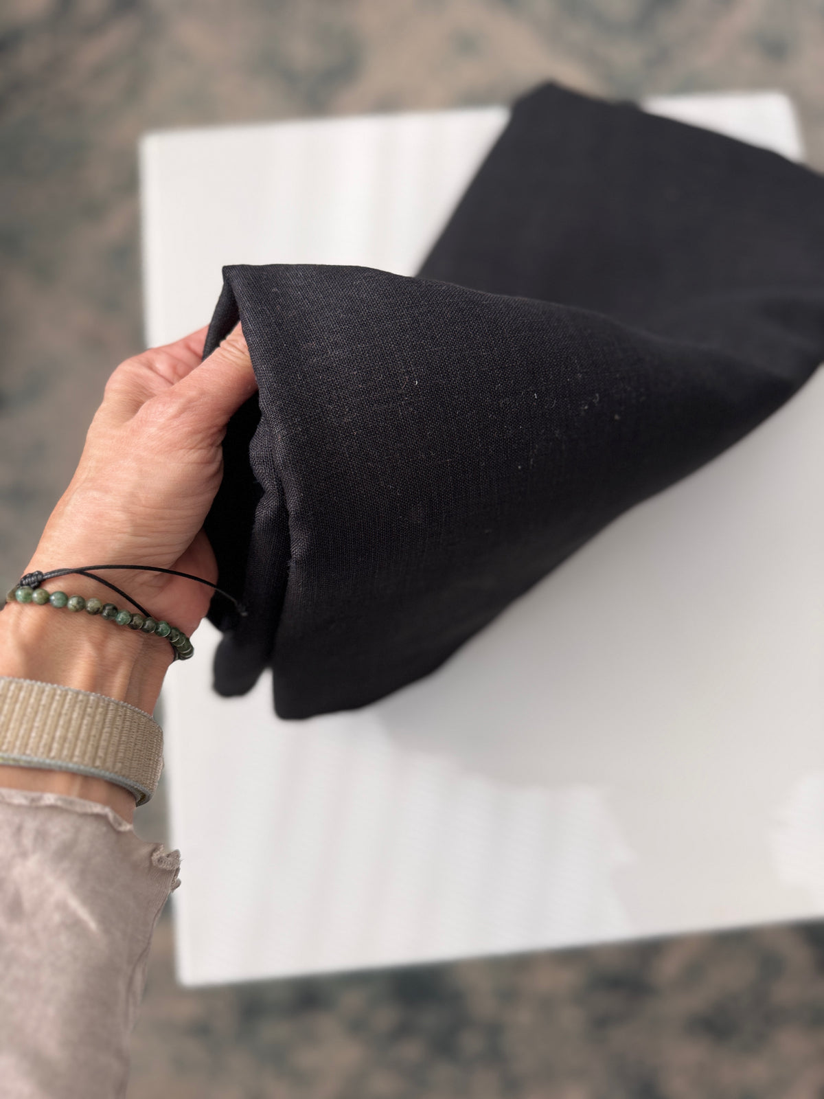 100% Natural Linen Fabric – Factory Remnant / Craft Piece - BLACK 360 x 140 cm