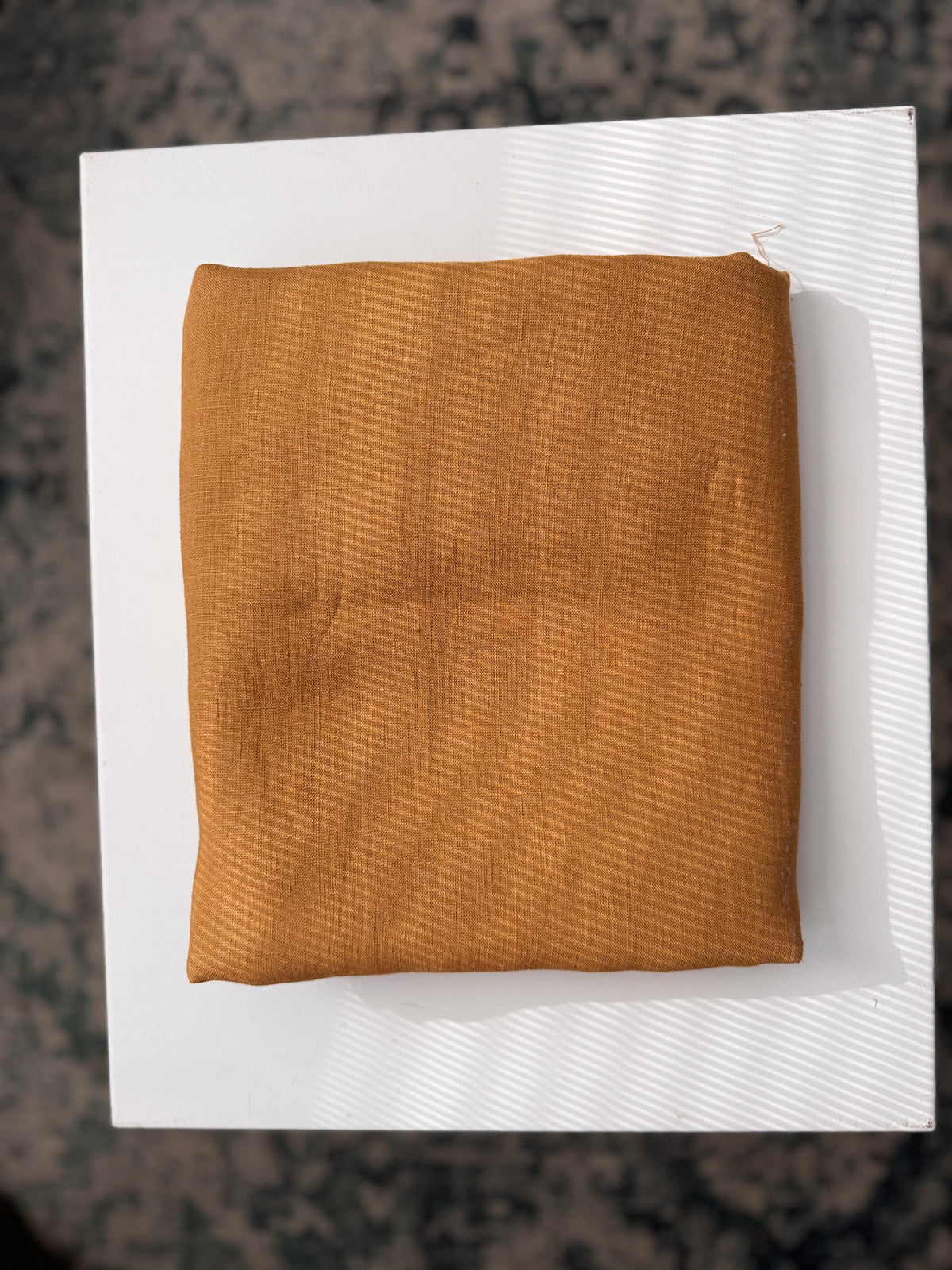 100% Natural Linen Fabric – Factory Remnant / Craft Piece - OCHRE 200 x 140 cm