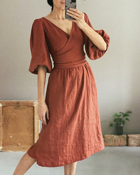 Women's linen wrap dress LARA