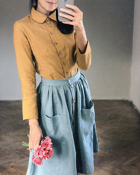 Women's linen shirt EMILY long sleeve