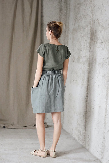 Women's linen top short sleeve LASSY