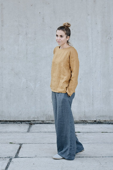 WOMEN'S LINEN TOP LONG SLEEVE