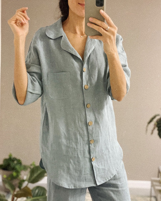 Women's pyjama set, Navy white grid, S