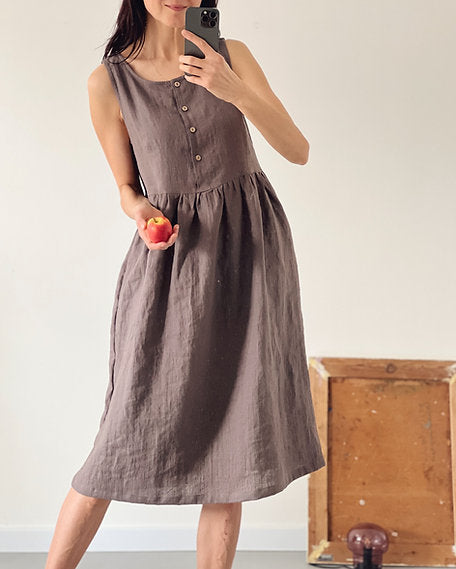 Women's linen MUMMY dress, sleeveless