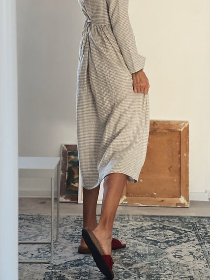 Women's linen buttons dress LUISA long sleeve