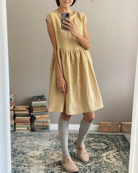 simply grey linen dress Women's AMELIA – Cap sleevs/short Size:44 (US 13) temperature water (30 Pockets Sleeveless Denim Sweetheart,
