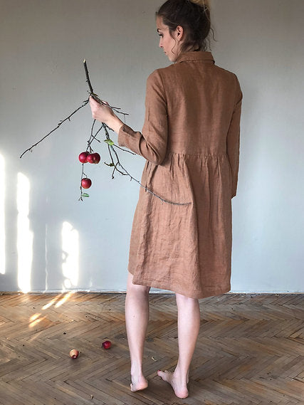 Women's linen shirt dress MARGOT long sleeve