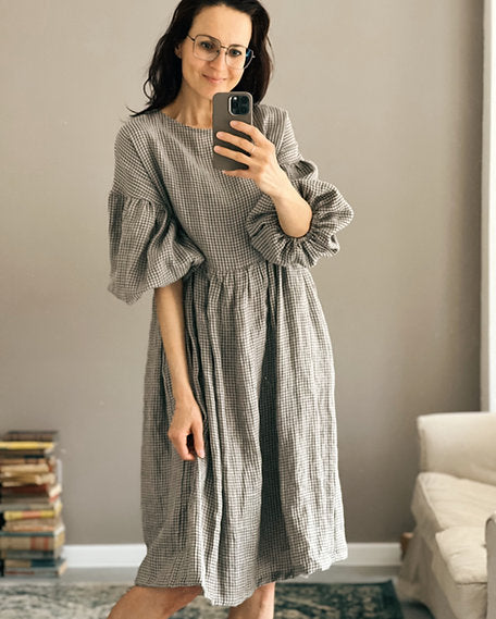 simply grey linen dress Margo Linen Dress in Neutral Grey