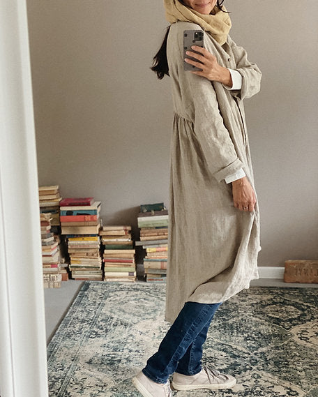 grey linen dress Sarah Pacini V-Neck in Youll love the touch of linen on your skin Women's linen dress SCARLETT