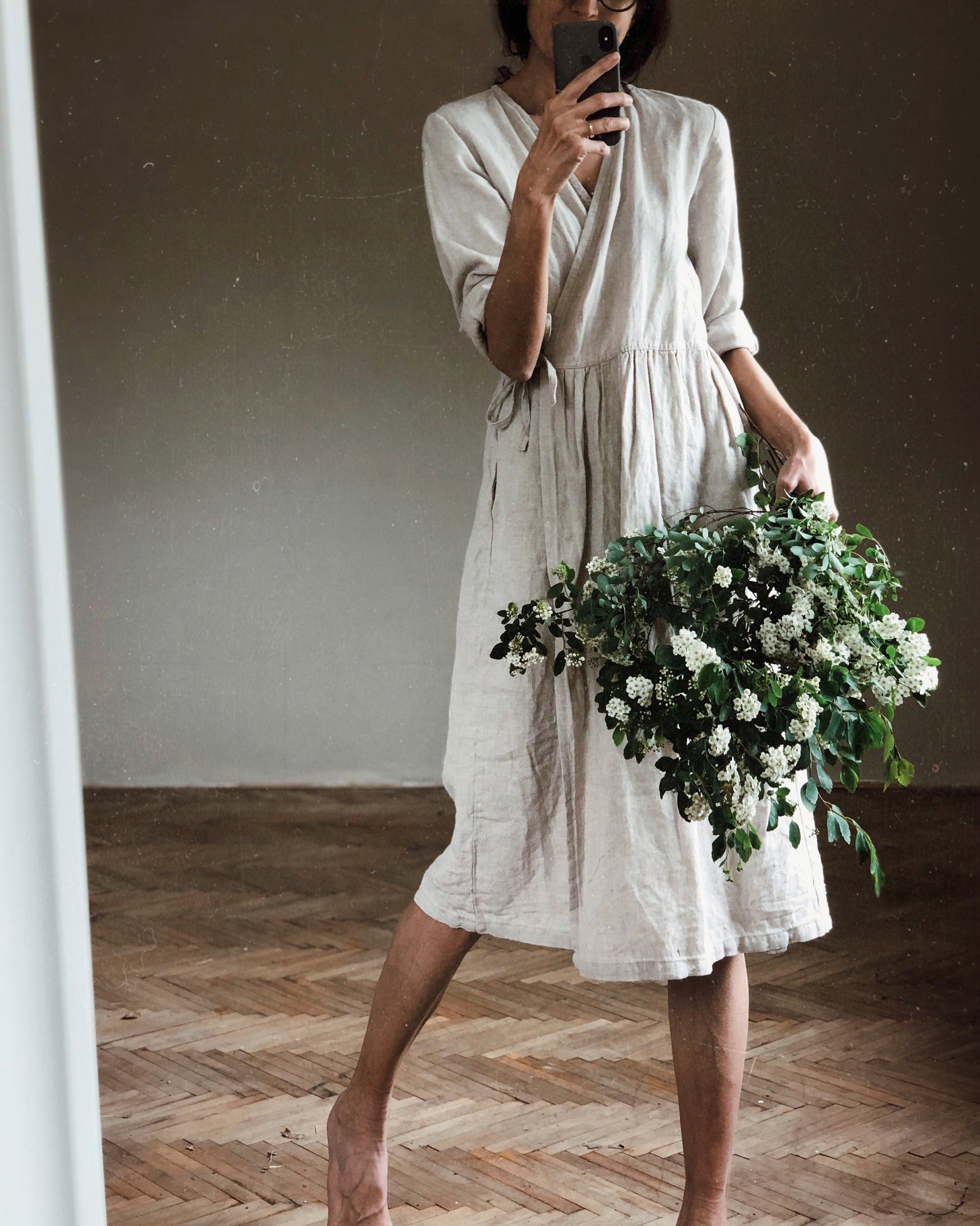 Women's Linen Wrap Dress Women's Linen Wrap Dress