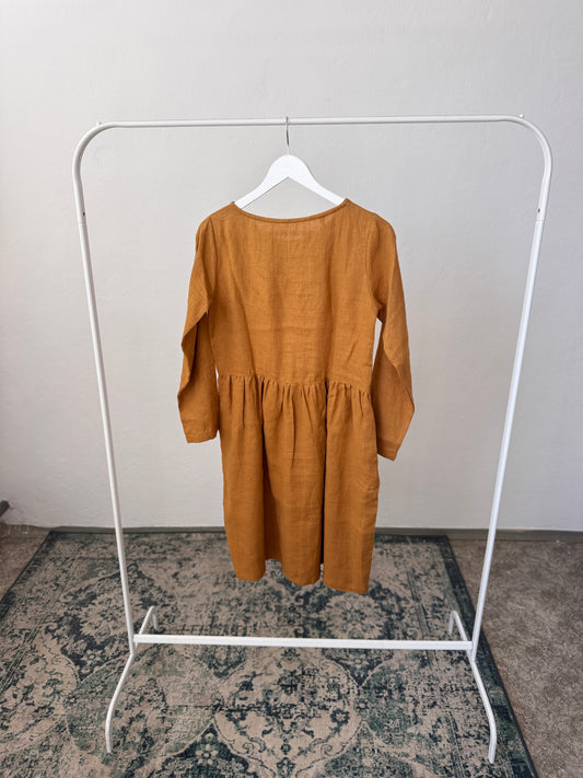 Women dress long sleeve, Ochre, S