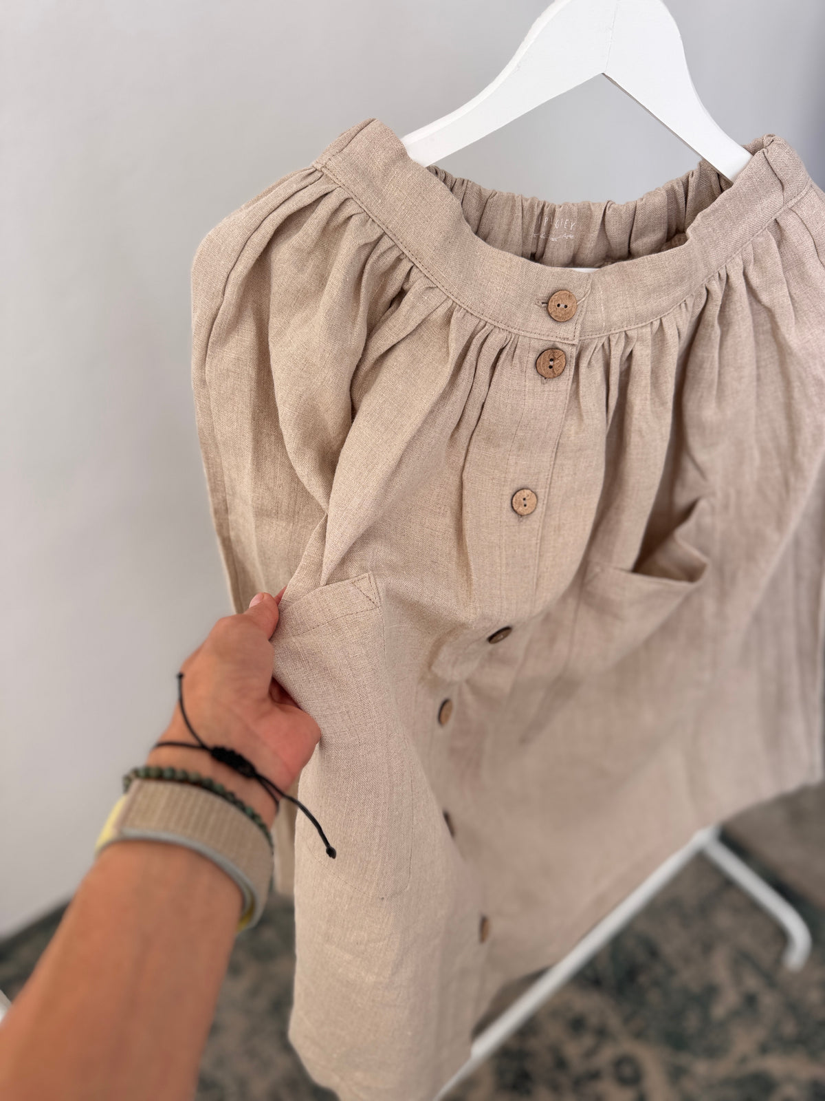 Skirt with buttons, natural, XS