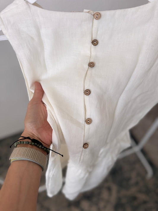 Women blouse sleeveless, off-white, M