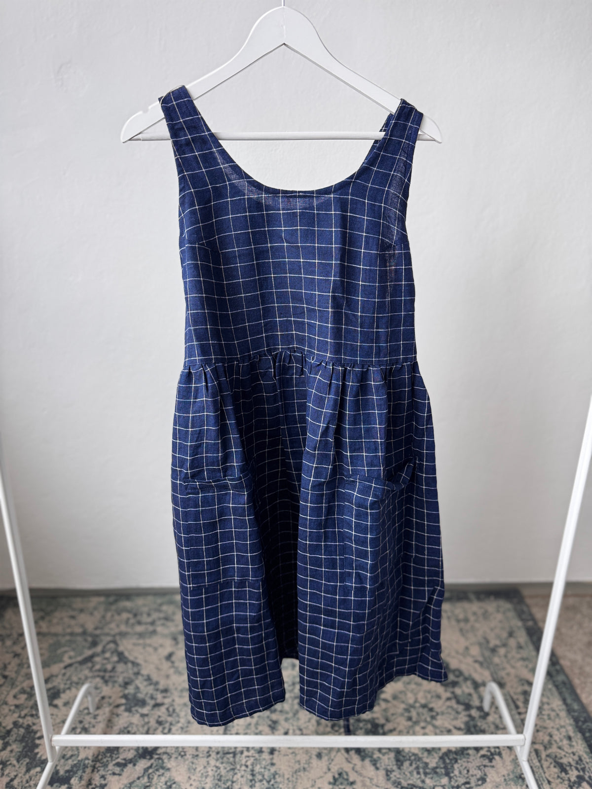 Pinafore, navy white grid, S/M