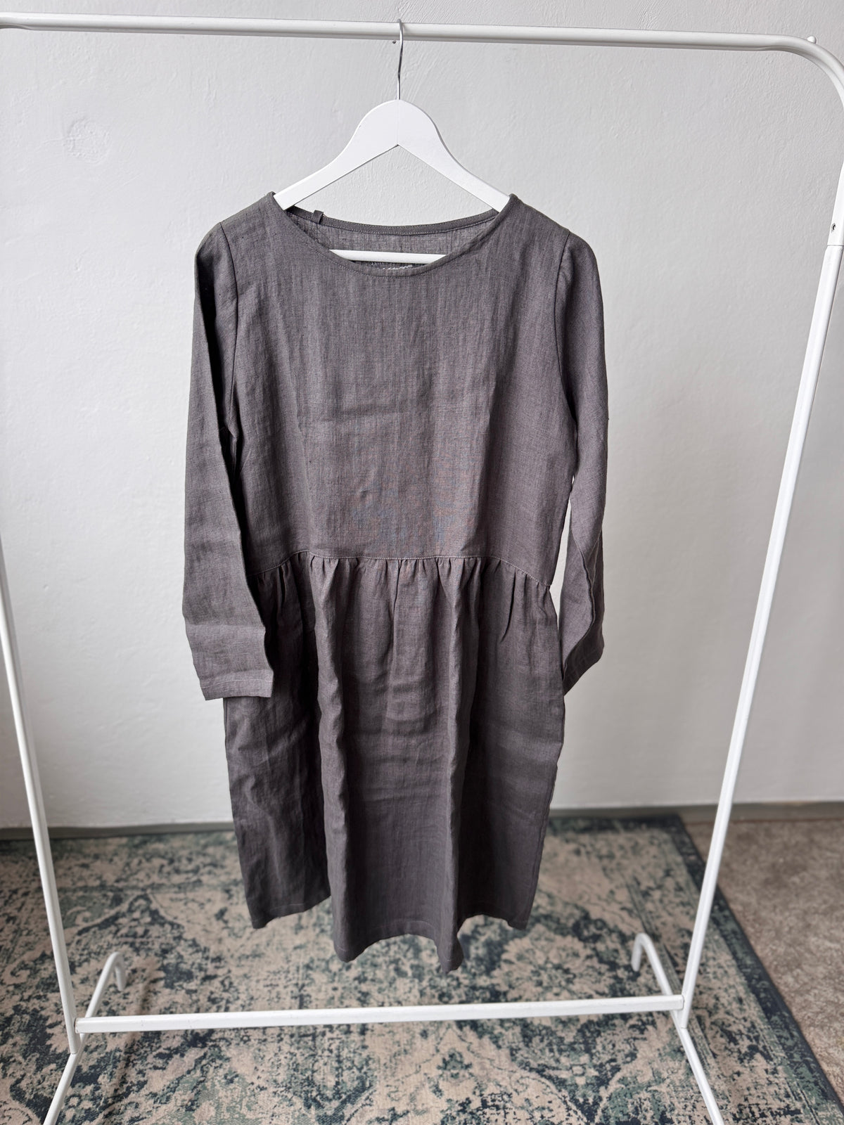Women dress long sleeve, dark grey, M