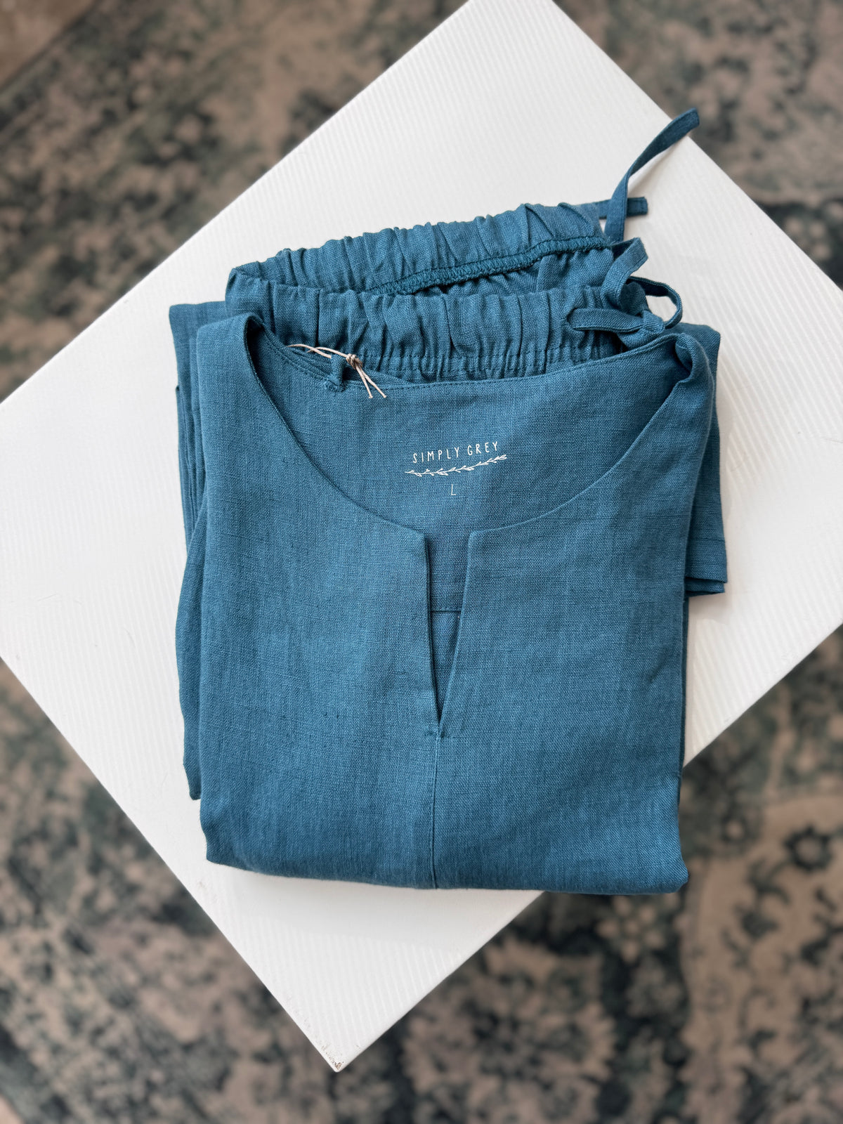 Men pajama set, enamel blue, L