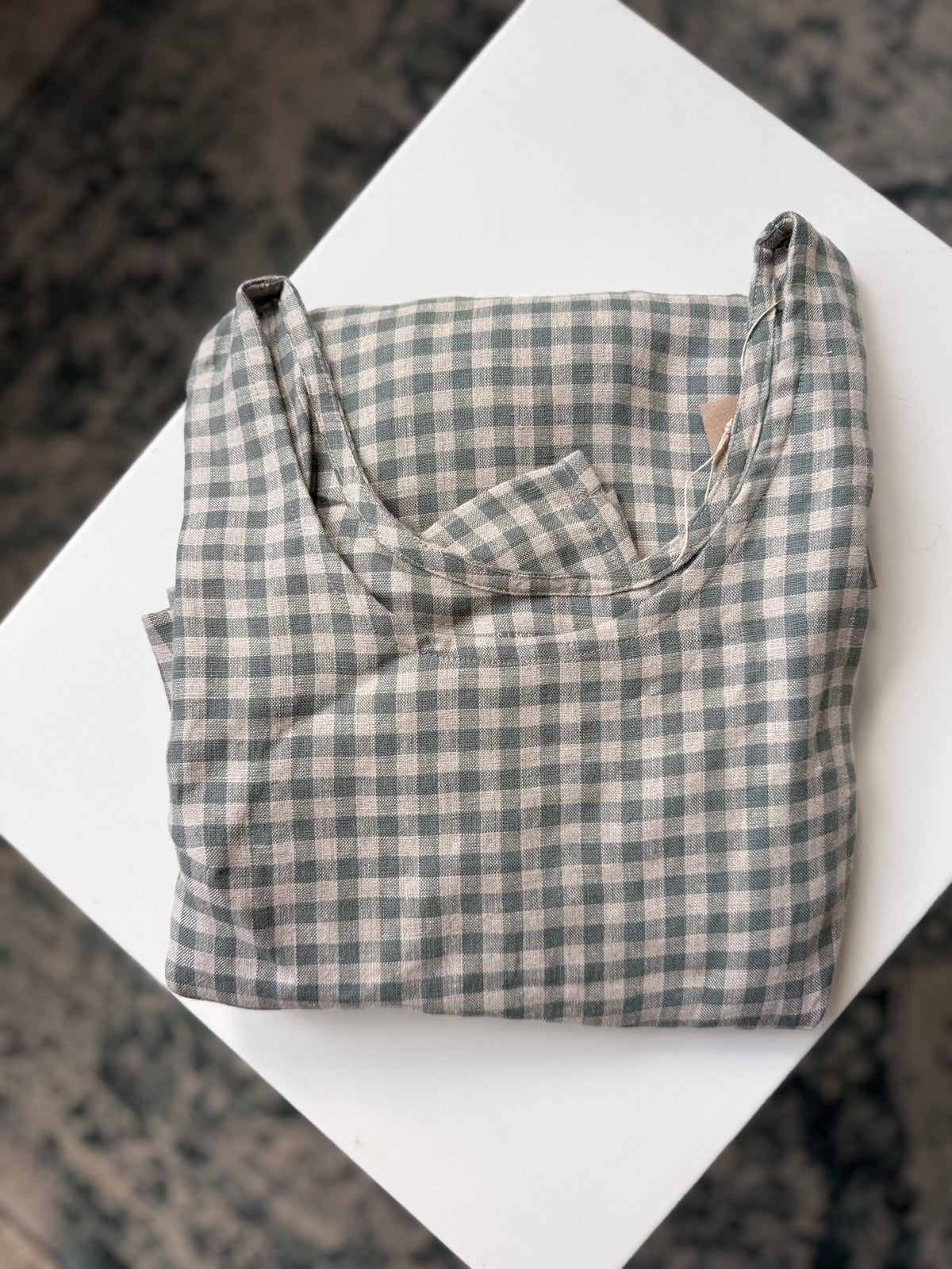 Pinafore green natural gingham XL