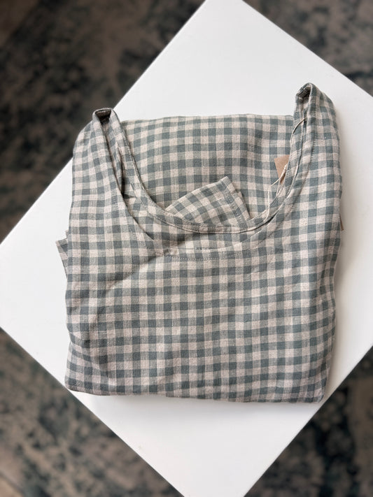 Pinafore green natural gingham XL