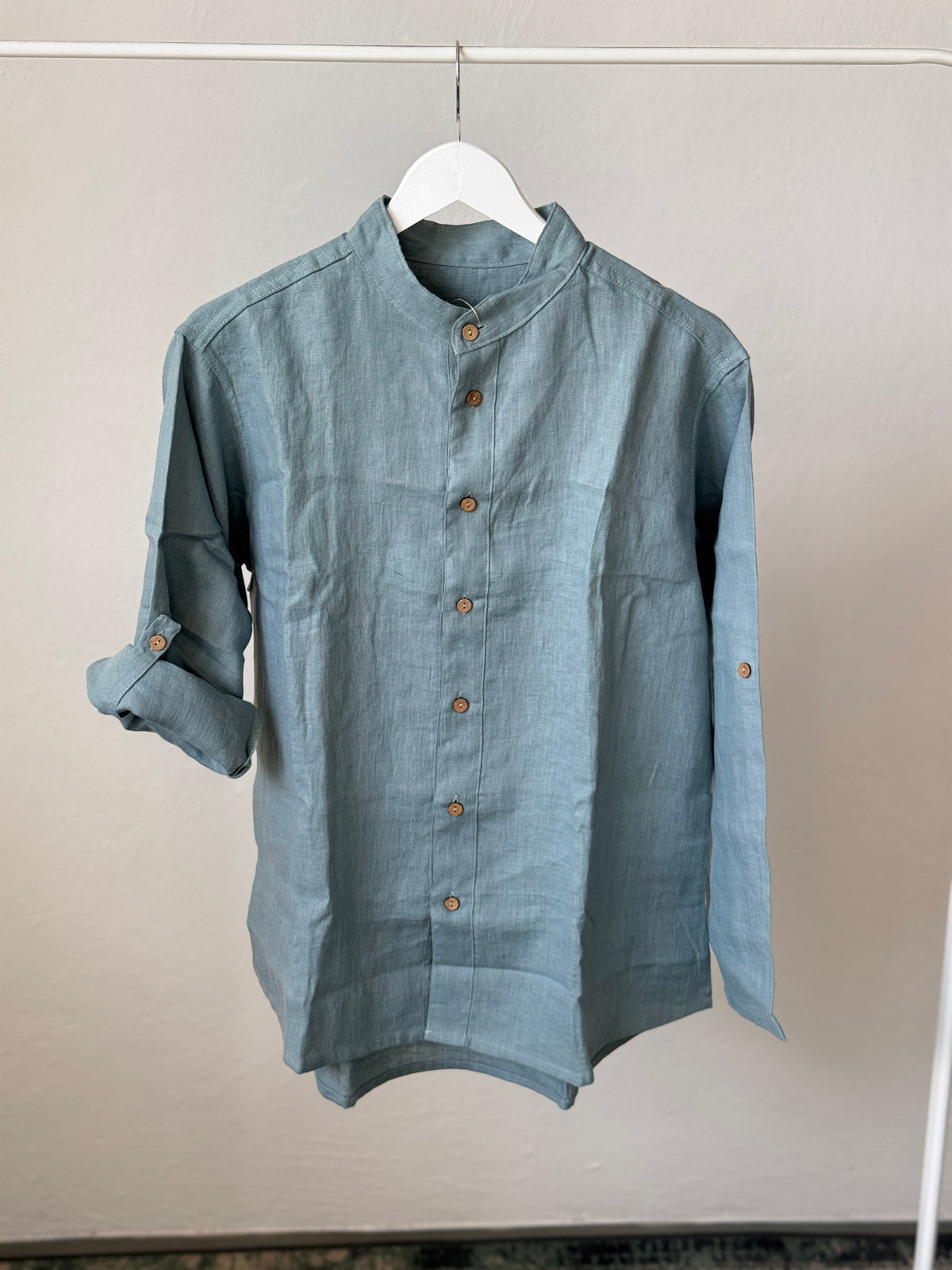 Men’s shirt with buttons, dusty aqua S-M