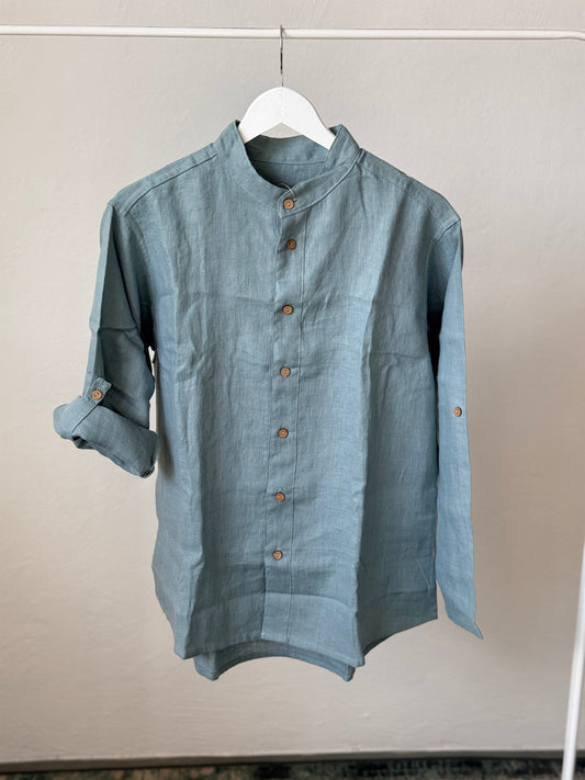 Men’s shirt with buttons, dusty aqua S-M