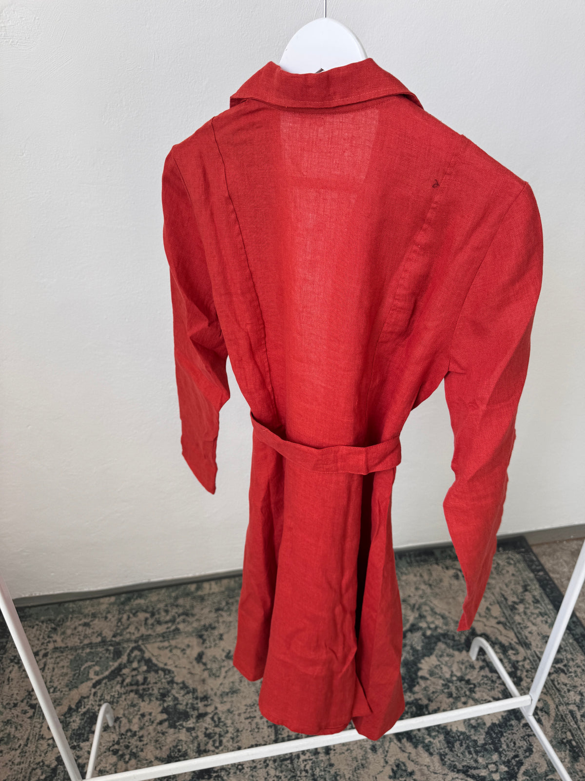 (DAMAGED / SUN-FADED) Lightweight women's linen coat, Rooibos tea, size S