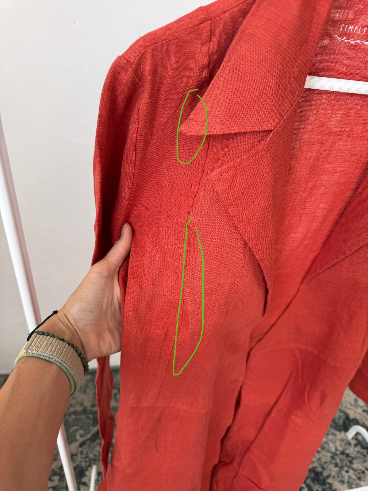 (DAMAGED / SUN-FADED) Lightweight women's linen coat, Rooibos tea, size S