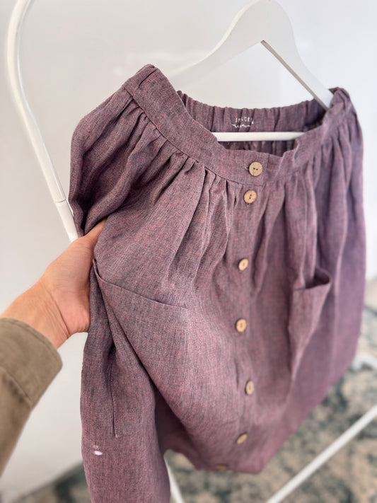 Skirt with buttons, purple melange, M