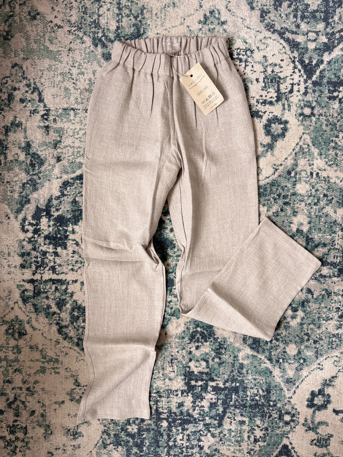 KIDS LINEN TROUSERS WITH POCKETS, natural, 9-10 y