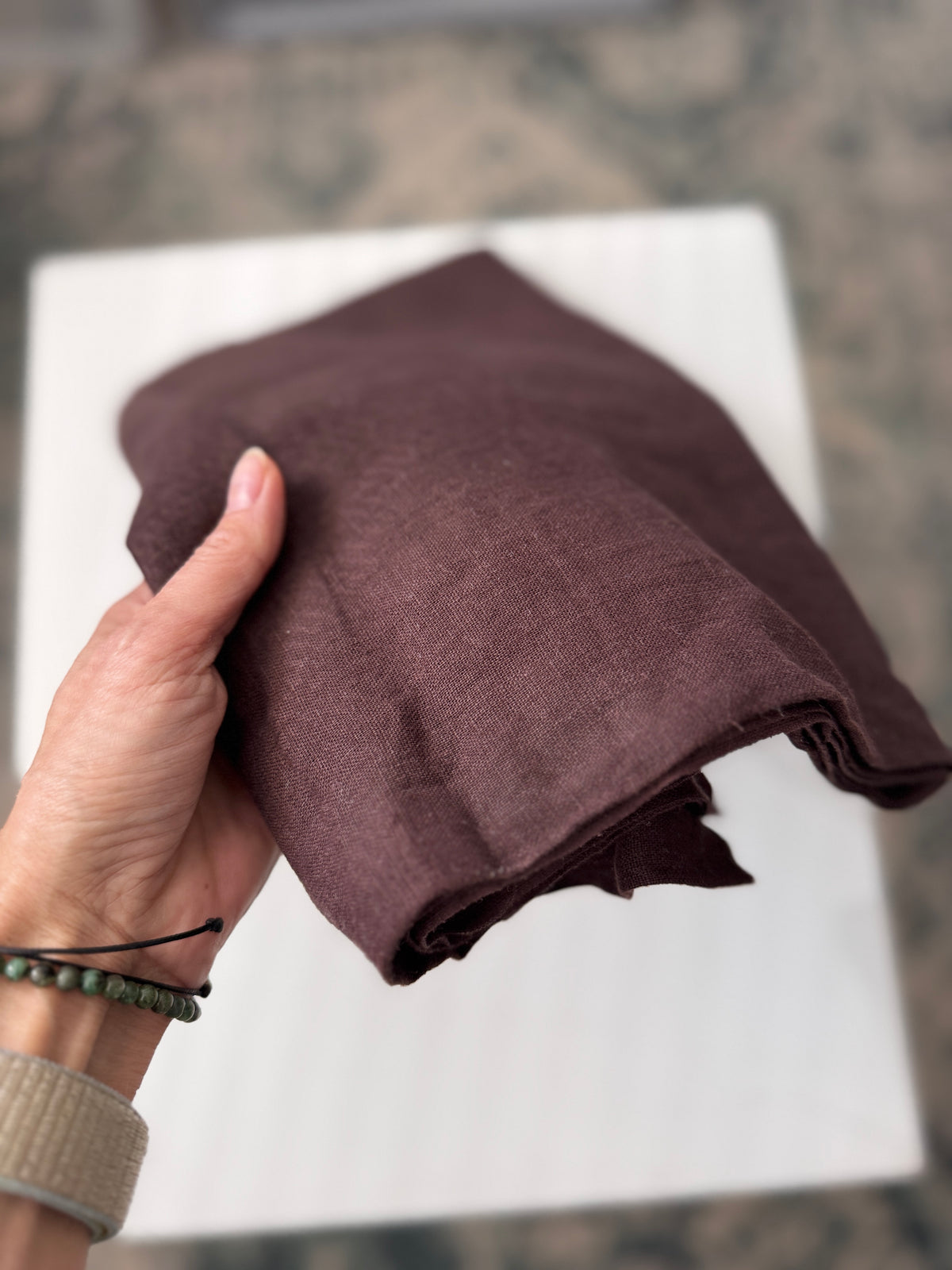 100% Natural Linen Fabric – Factory Remnant / Craft Piece - COCOA BROWN 70 x 140 cm