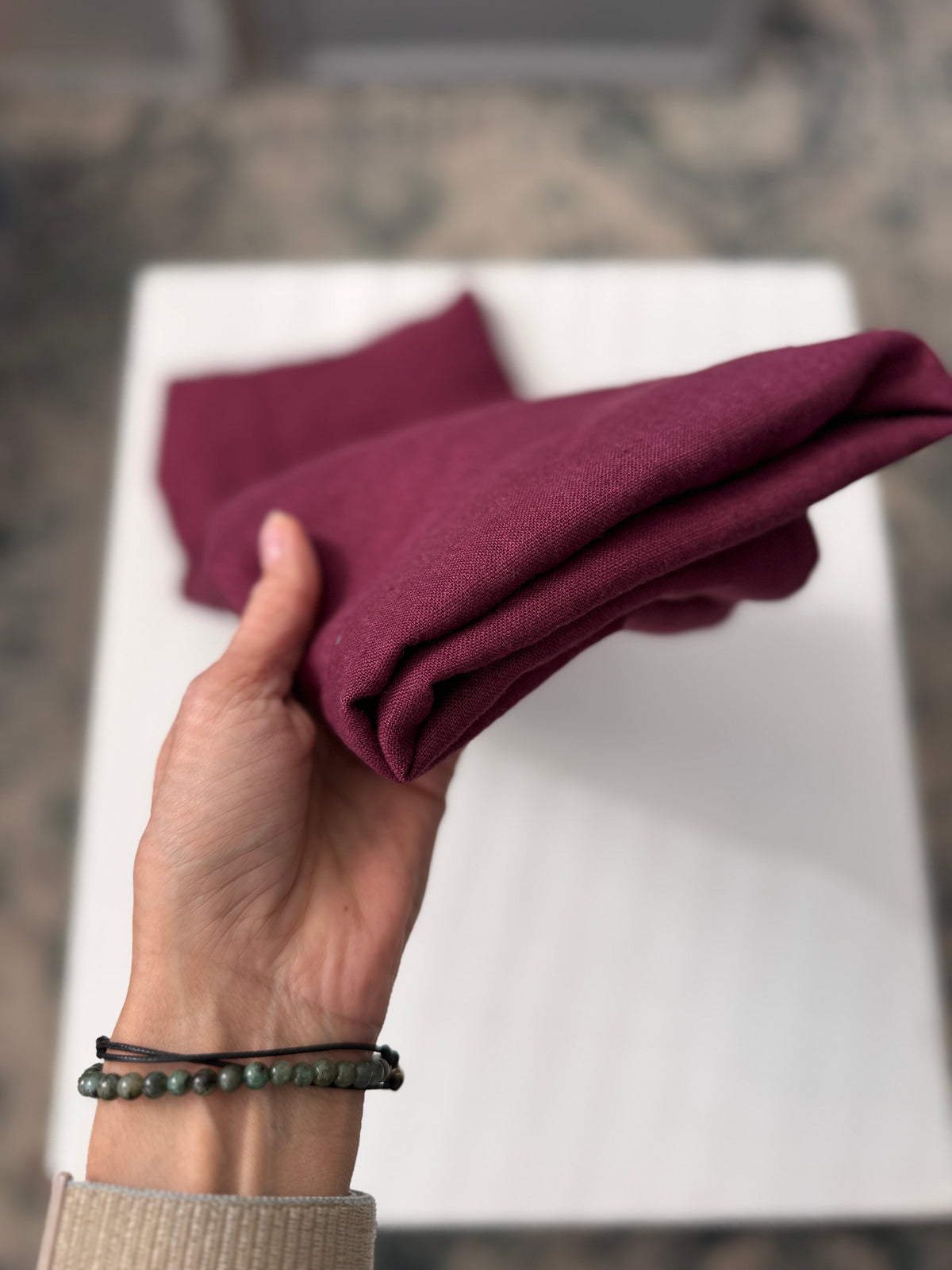100% Natural Linen Fabric – Factory Remnant / Craft Piece - PLUM 50 x 140 cm