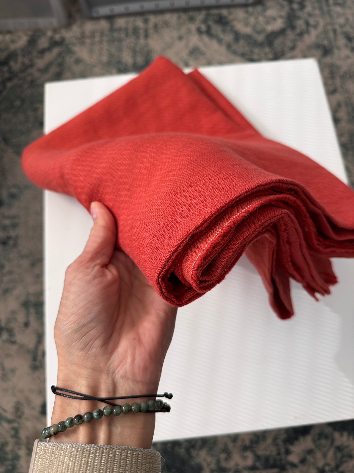 100% Natural Linen Fabric – Factory Remnant / Craft Piece - ROOIBOS TEA 100 x 140 cm