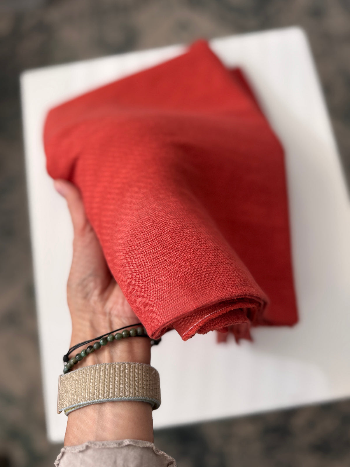 100% Natural Linen Fabric – Factory Remnant / Craft Piece - ROOIBOS TEA 100 x 140 cm
