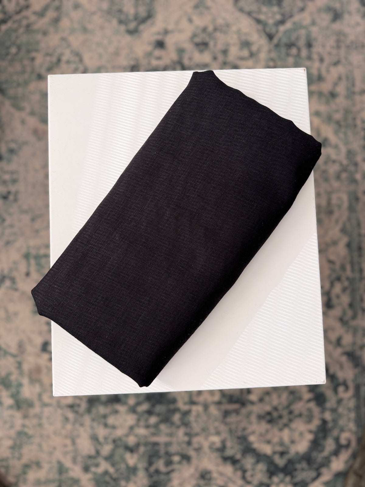 100% Natural Linen Fabric – Factory Remnant / Craft Piece - BLACK 360 x 140 cm