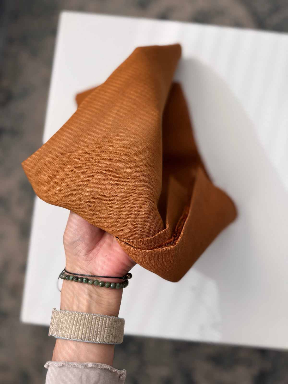 100% Natural Linen Fabric – Factory Remnant / Craft Piece -HONEY OCHRE 60 x 140 cm