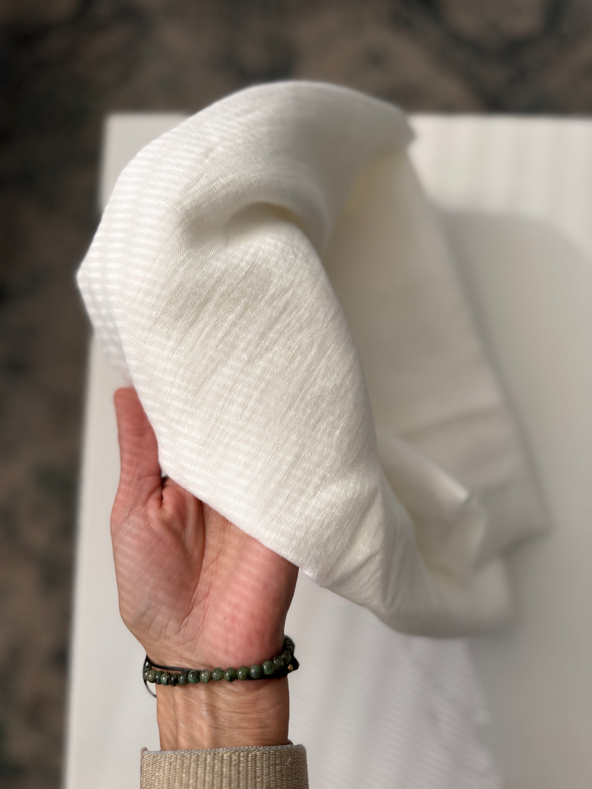 100% Natural Linen Fabric – Factory Remnant / Craft Piece -OFFWHITE 80 x 140 cm