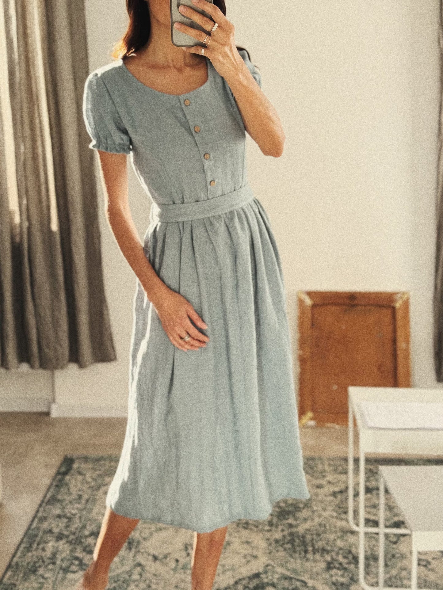 Women's linen dress Katie - short sleeve