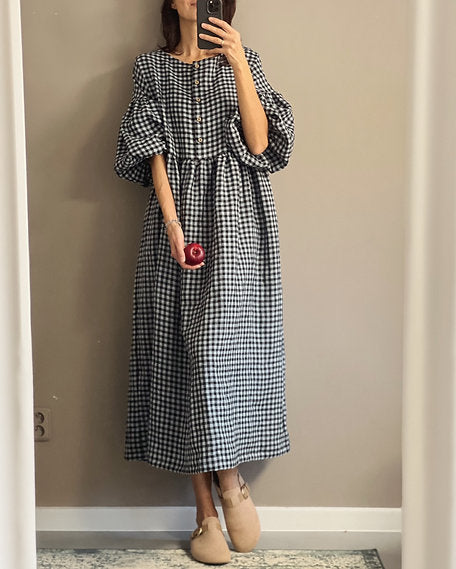 Women's linen dress OLIVIA - nursing friendly - long