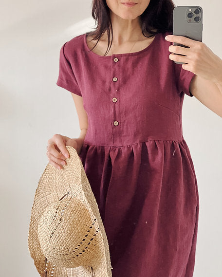 Women's linen MUMMY dress, short sleeve
