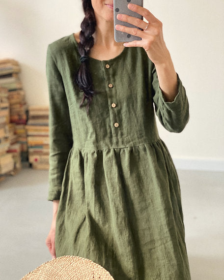 Women's BOHO linen dress - customized length