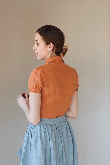 Women's linen shirt EMILY short sleeve