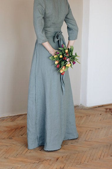 Women's linen wrap dress CHARLOTTE