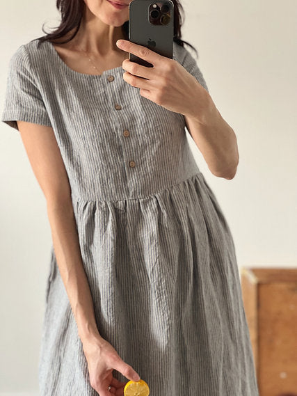 Women's linen MUMMY dress, short sleeve