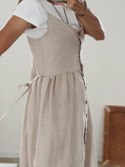 Button down linen slip dress FRIDA