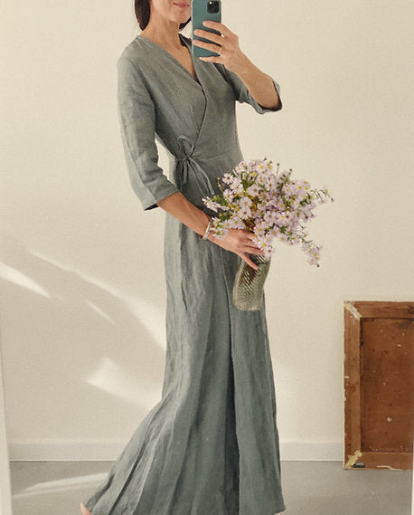 Women's linen wrap dress CHARLOTTE